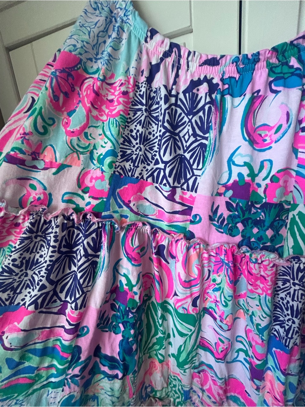 Lilly Pulitzer Pink, Turquoise & Purple Printed Patchwork Dress - Picture 3 of 5